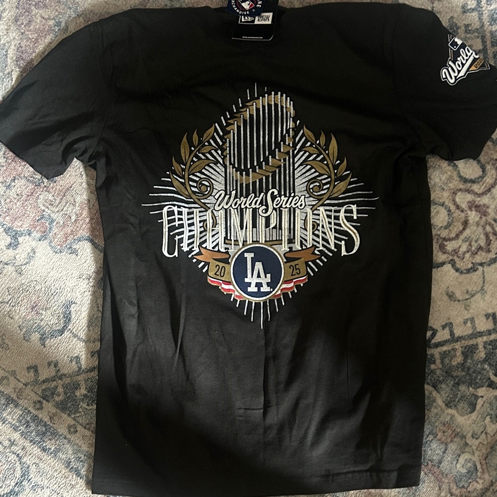Dodgers New Era World Series Champions Black T-Shirt